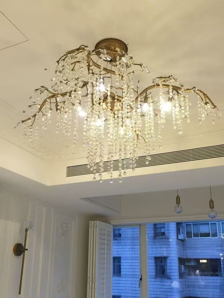 New Luxury Branch Crystal Pendant Chandelier Designer Creative Art Dining Room/Living Room Light Fixture - L26.8"*W29.52"*H14.2"GoldWarm LightJoyfuzzy