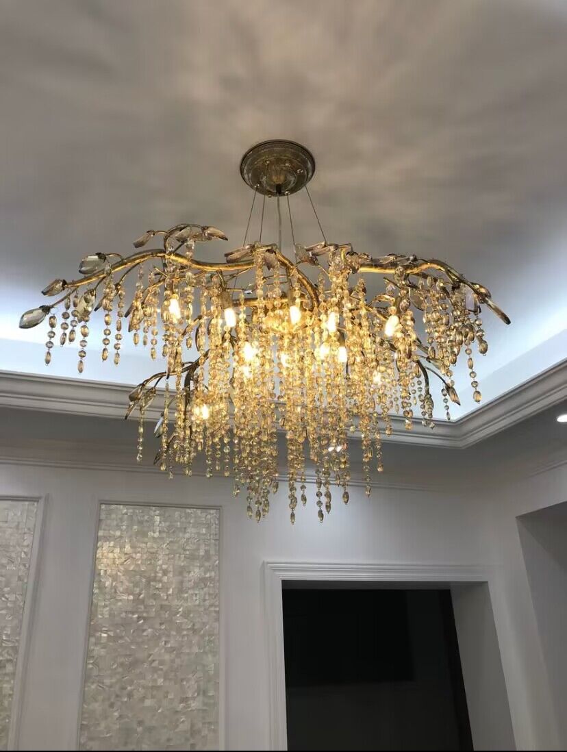 New Luxury Branch Crystal Pendant Chandelier Designer Creative Art Dining Room/Living Room Light Fixture - L26.8"*W29.52"*H14.2"GoldWarm LightJoyfuzzy