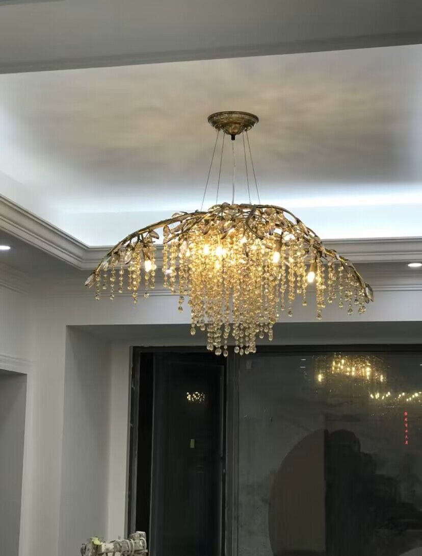 New Luxury Branch Crystal Pendant Chandelier Designer Creative Art Dining Room/Living Room Light Fixture - L26.8"*W29.52"*H14.2"GoldWarm LightJoyfuzzy