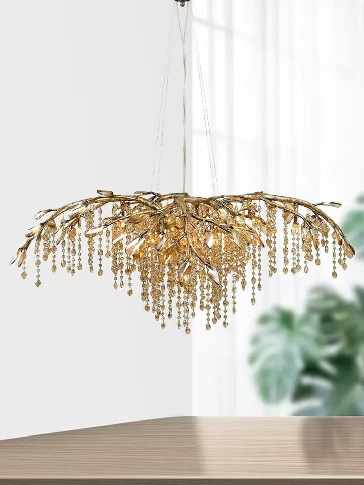 New Luxury Branch Crystal Pendant Chandelier Designer Creative Art Dining Room/Living Room Light Fixture - L26.8"*W29.52"*H14.2"GoldWarm LightJoyfuzzy