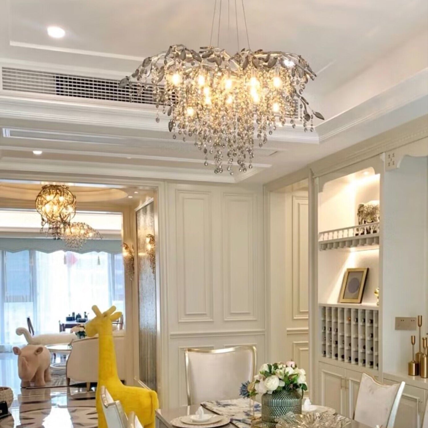 New Luxury Branch Crystal Pendant Chandelier Designer Creative Art Dining Room/Living Room Light Fixture - L26.8"*W29.52"*H14.2"GoldWarm LightJoyfuzzy