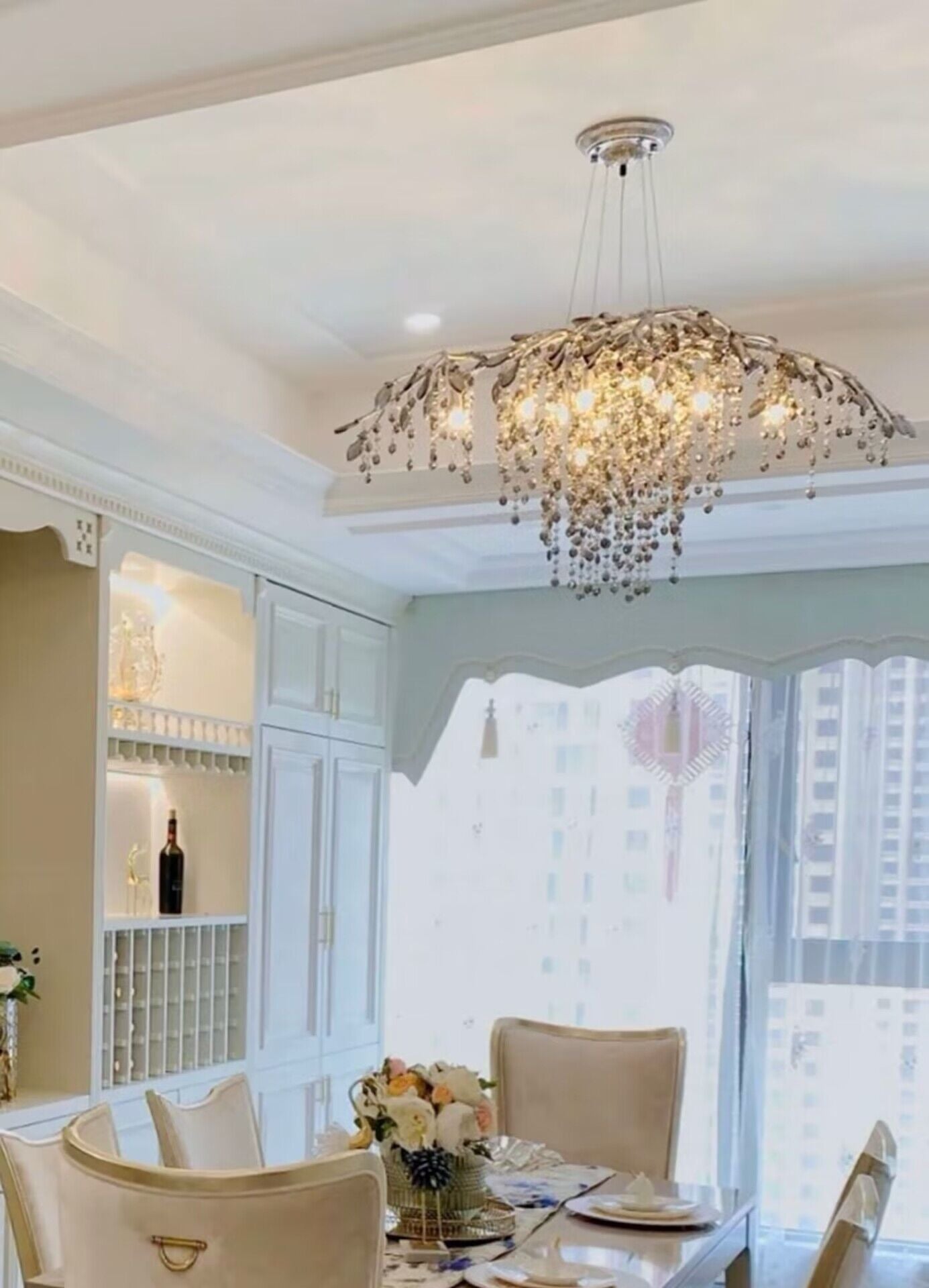 New Luxury Branch Crystal Pendant Chandelier Designer Creative Art Dining Room/Living Room Light Fixture - L26.8"*W29.52"*H14.2"GoldWarm LightJoyfuzzy