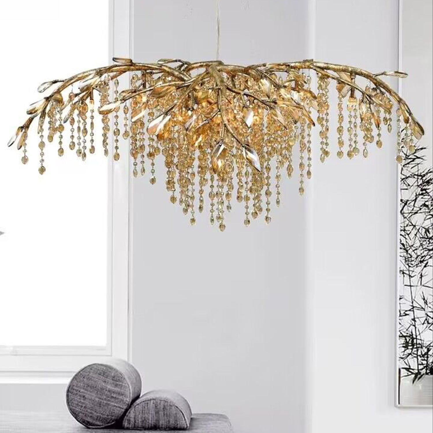 New Luxury Branch Crystal Pendant Chandelier Designer Creative Art Dining Room/Living Room Light Fixture - L102.4"*W29.52"*H36.9"GoldWarm LightJoyfuzzy
