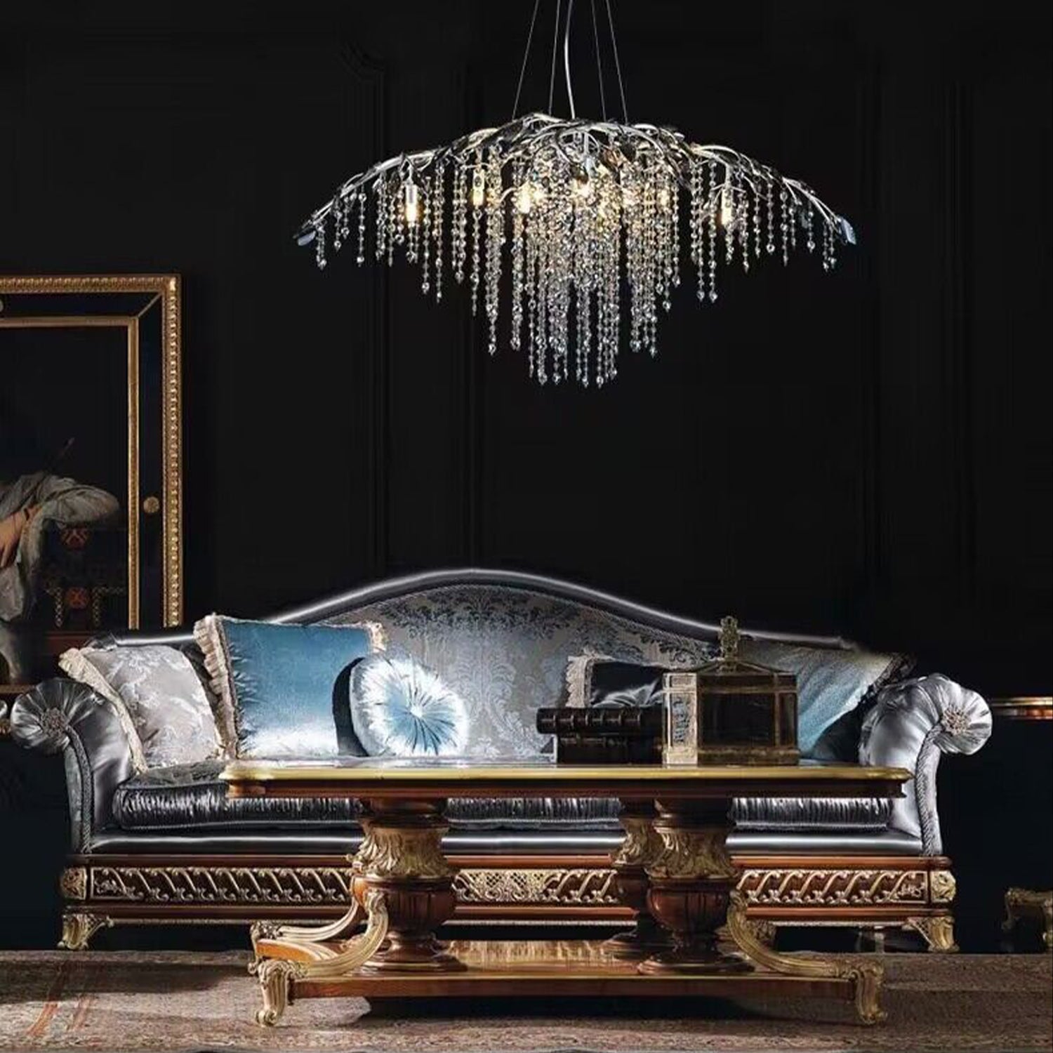New Luxury Branch Crystal Pendant Chandelier Designer Creative Art Dining Room/Living Room Light Fixture - L39.4"*W29.52"*H15.7"ChromeWarm LightJoyfuzzy