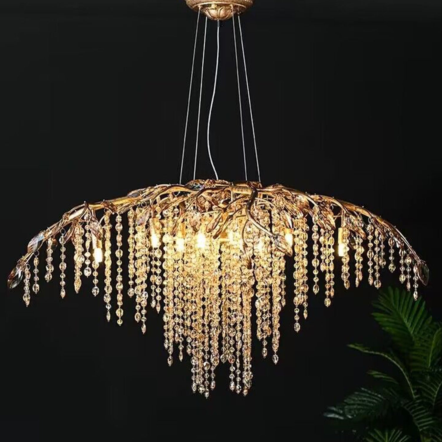 New Luxury Branch Crystal Pendant Chandelier Designer Creative Art Dining Room/Living Room Light Fixture - L39.4"*W29.52"*H15.7"GoldWarm LightJoyfuzzy