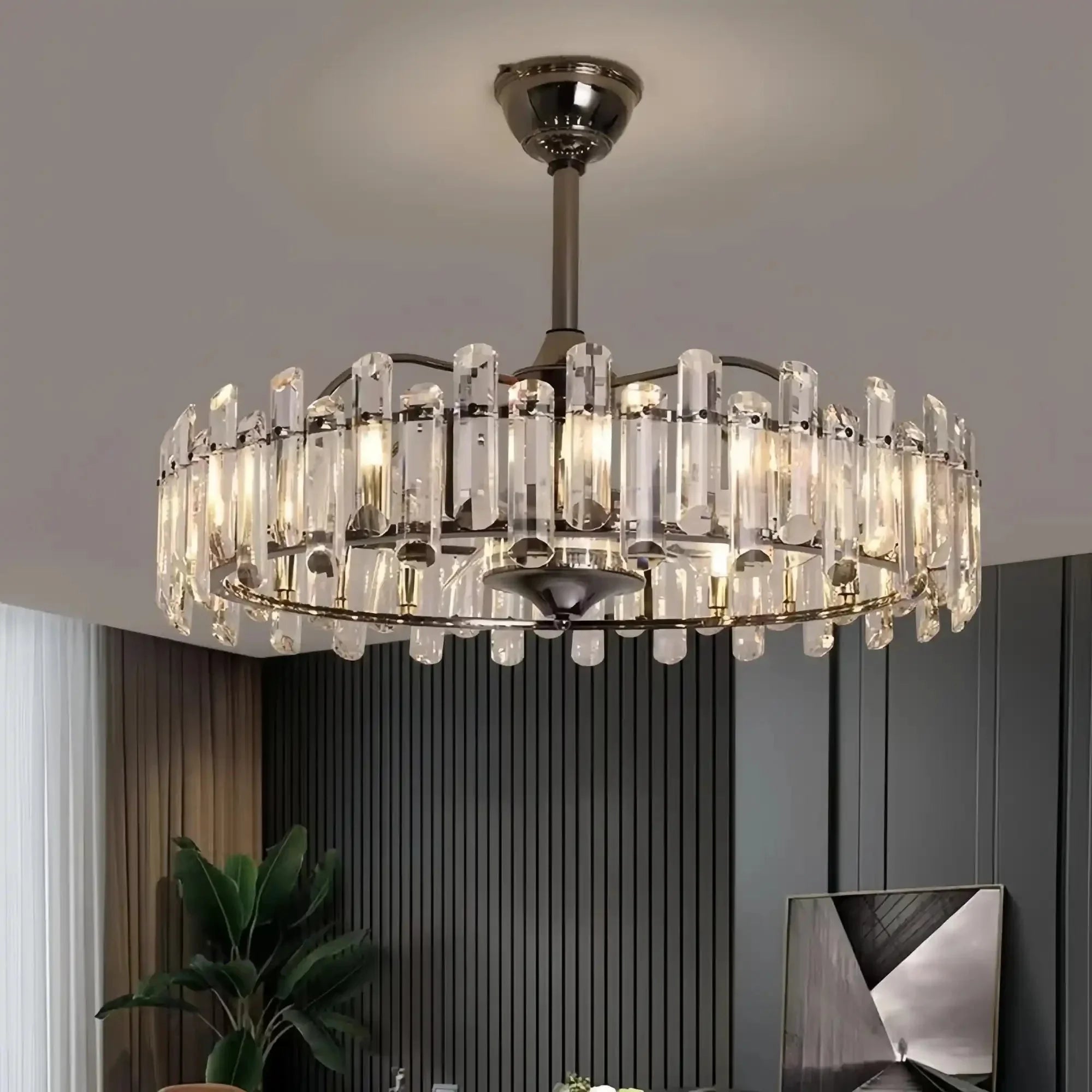New Modern Invisible Fan Light Candle Crystal Chandelier - Joyfuzzy