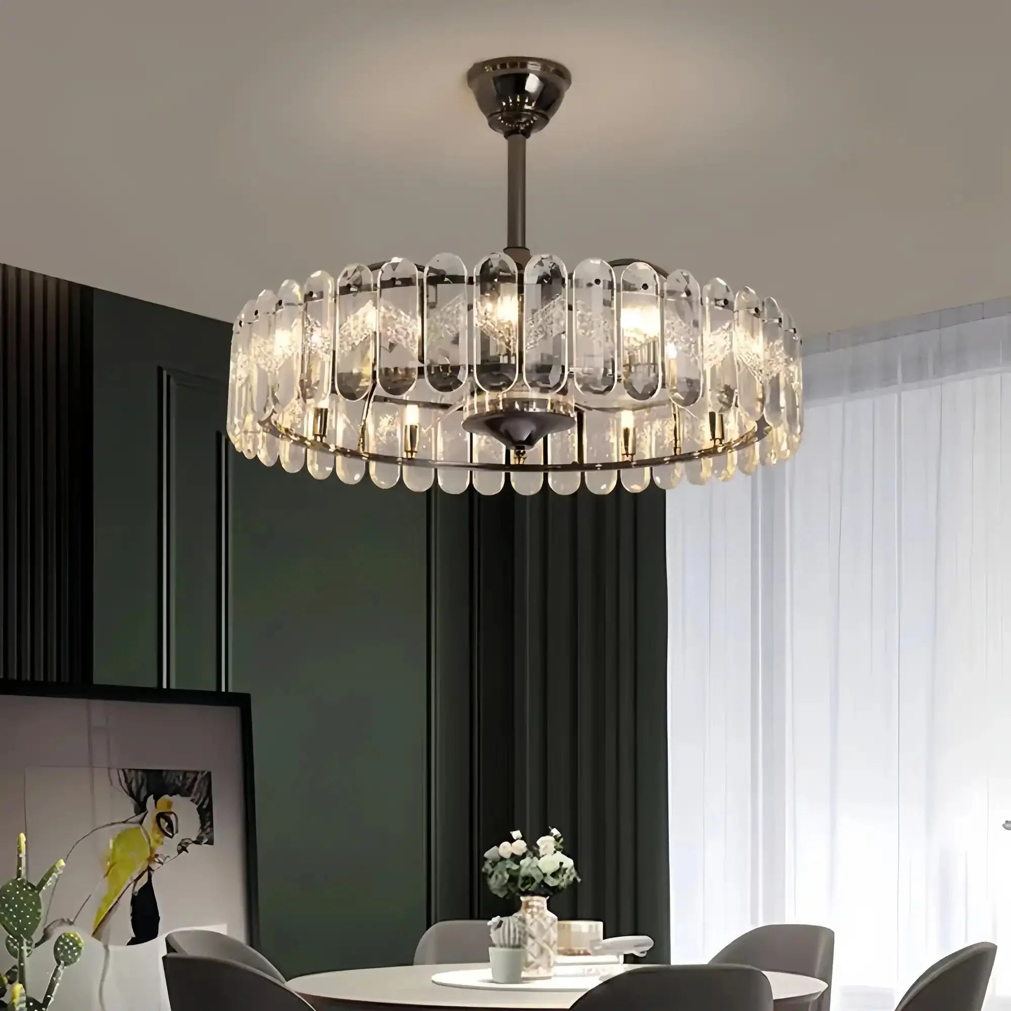 New Modern Invisible Fan Light Candle Crystal Chandelier - Joyfuzzy