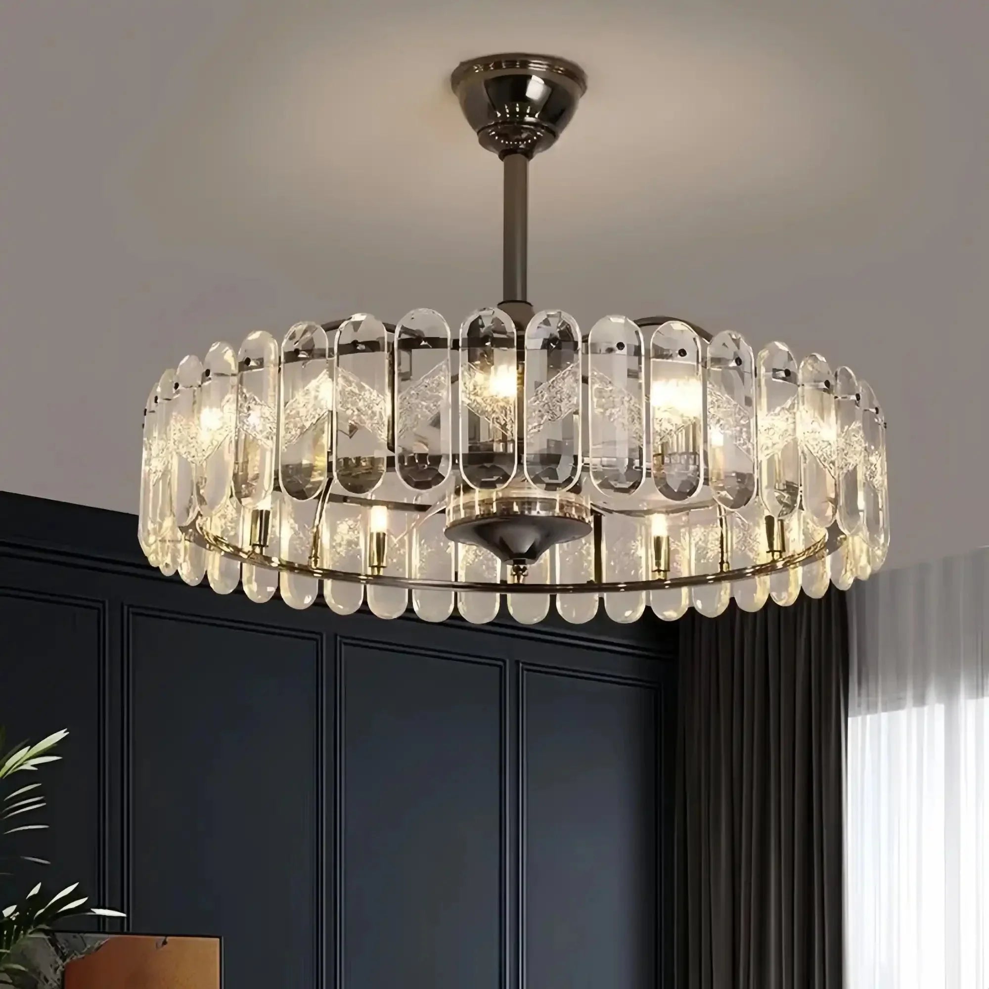 New Modern Invisible Fan Light Candle Crystal Chandelier - Joyfuzzy