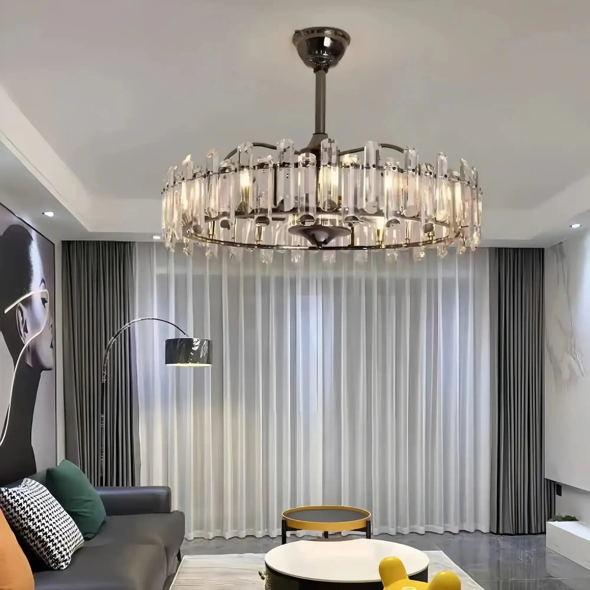 New Modern Invisible Fan Light Candle Crystal Chandelier - Joyfuzzy