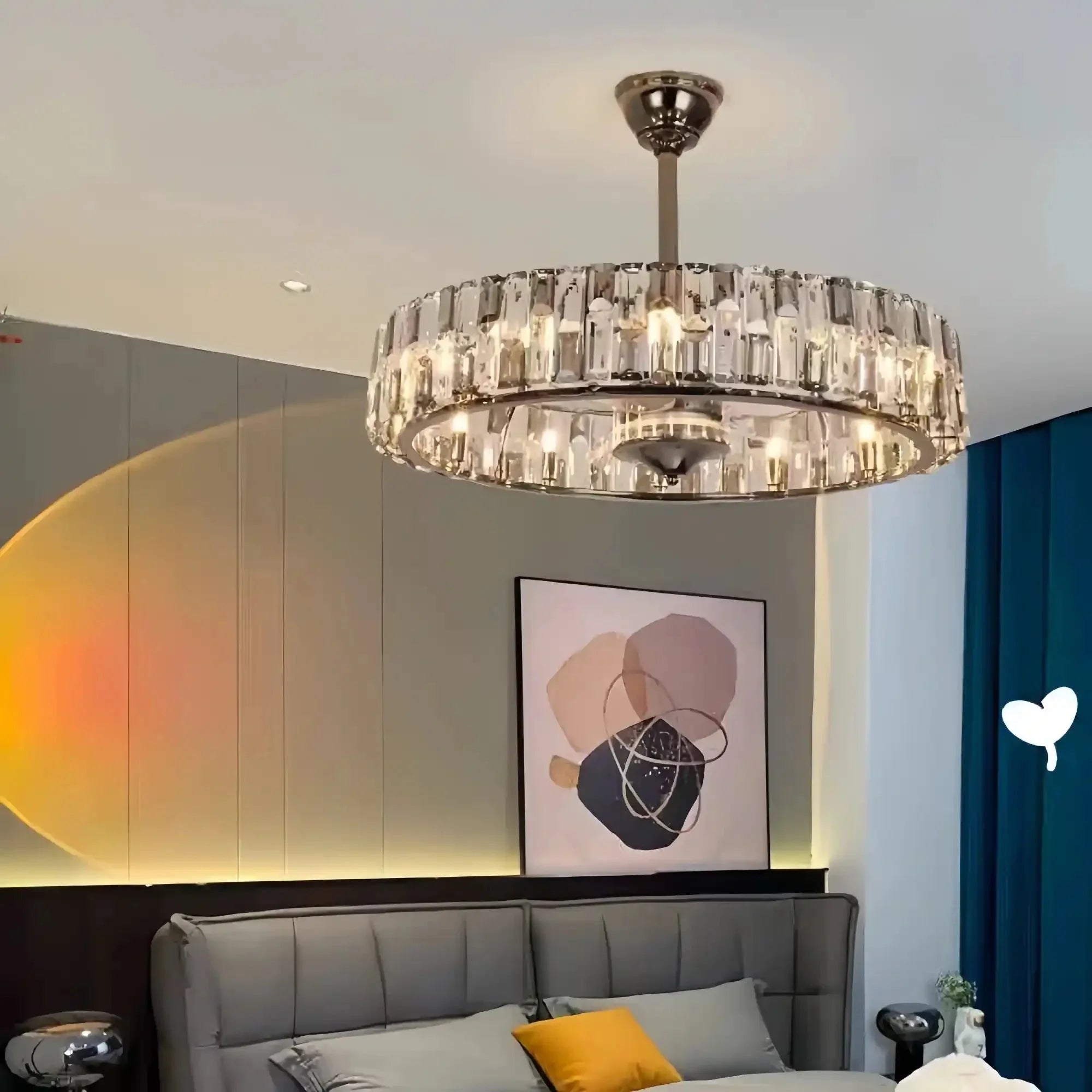 New Modern Invisible Fan Light Candle Crystal Chandelier - Joyfuzzy