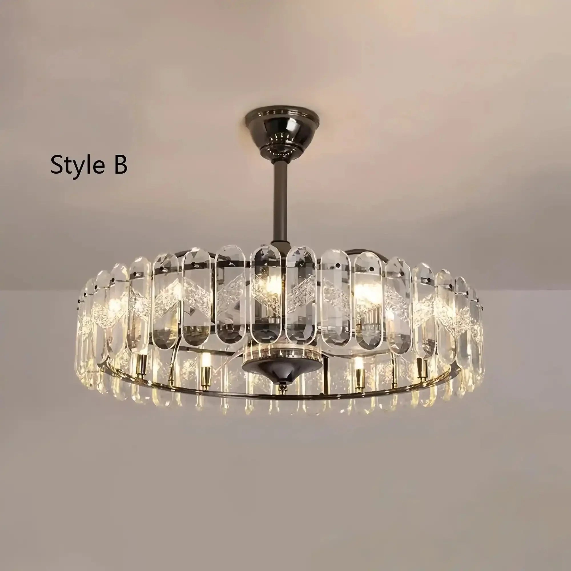 New Modern Invisible Fan Light Candle Crystal Chandelier - Joyfuzzy