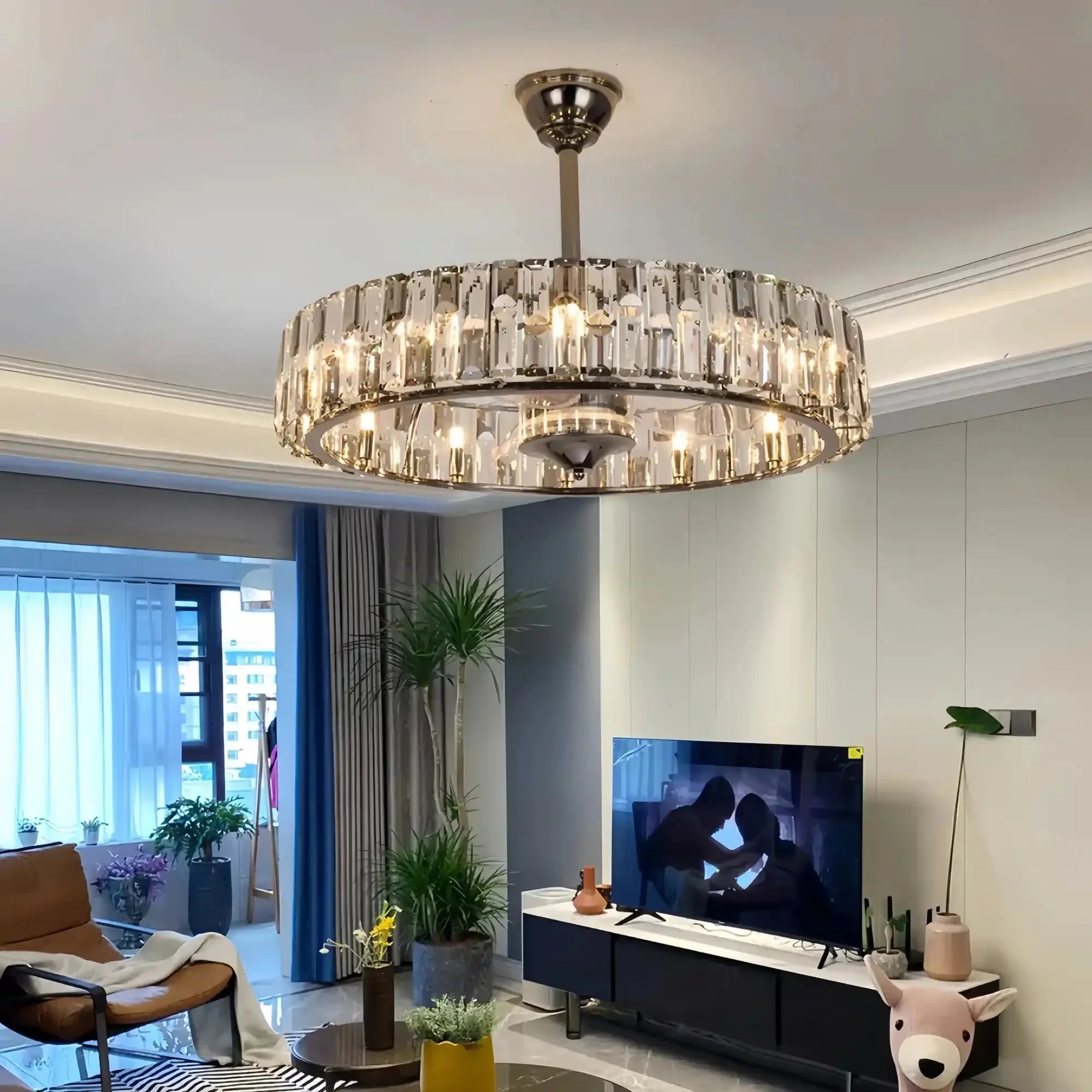 New Modern Invisible Fan Light Candle Crystal Chandelier - Joyfuzzy
