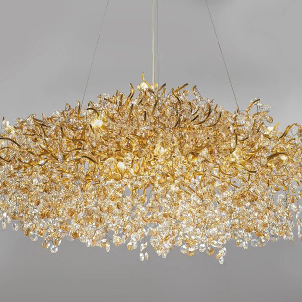 New Modern Light Luxury Branch Crystal Chandelier for Dining /Living Room - Oval: L47.2"*H27.6"Warm LightJoyfuzzy
