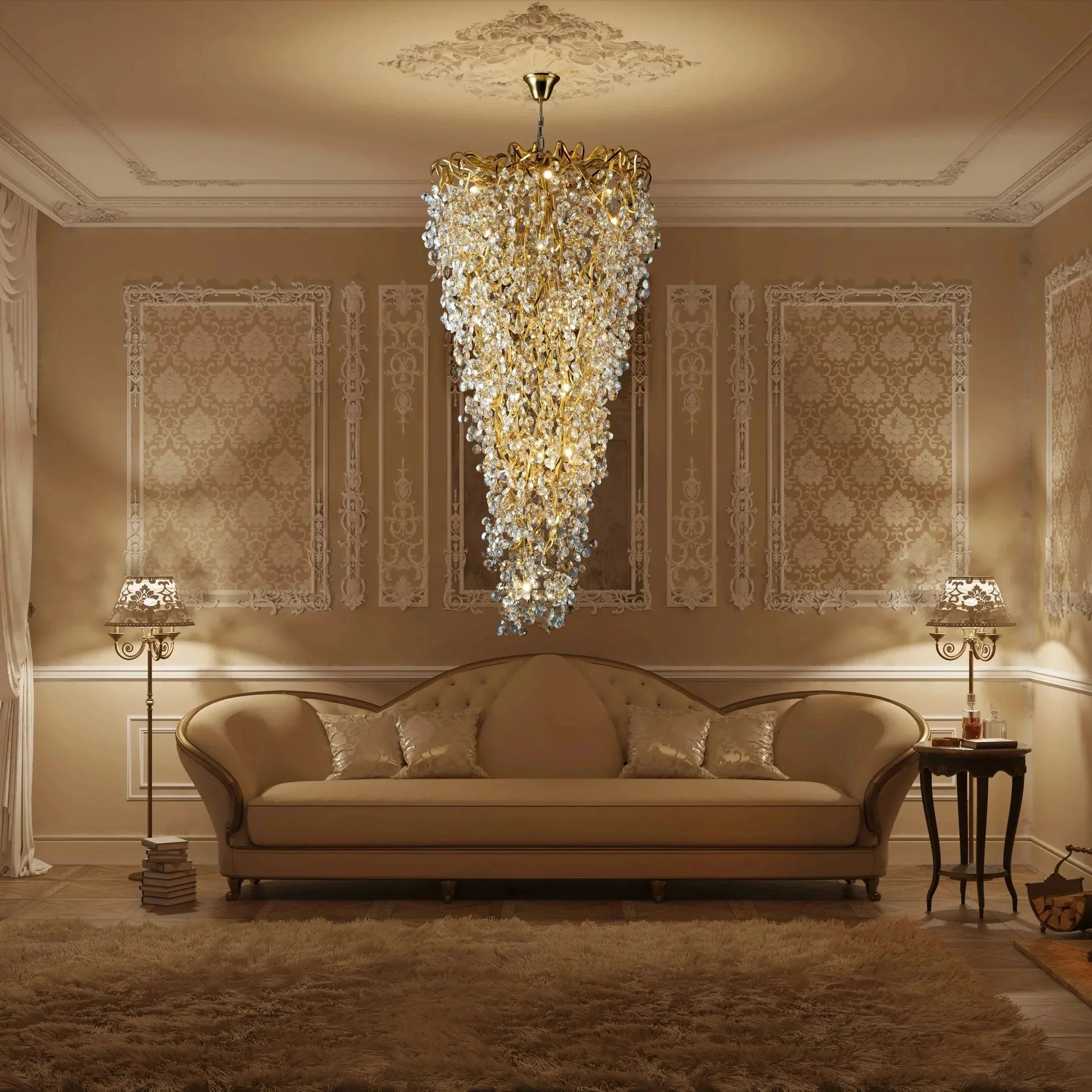 New Modern Light Luxury Branch Crystal Chandelier for Dining /Living Room - Oval: L47.2"*H27.6"Warm LightJoyfuzzy