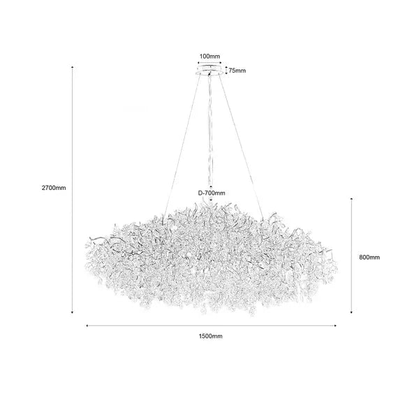 New Modern Light Luxury Branch Crystal Chandelier for Dining /Living Room - Oval: L47.2"*H27.6"Warm LightJoyfuzzy