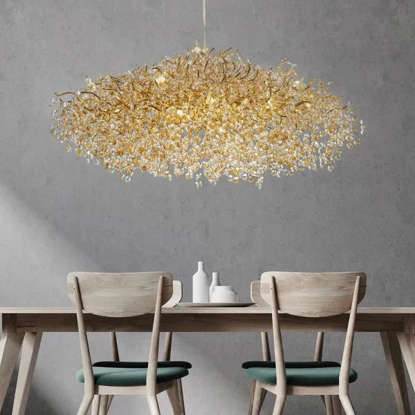 New Modern Light Luxury Branch Crystal Chandelier for Dining /Living Room - Oval: L47.2"*H27.6"Warm LightJoyfuzzy