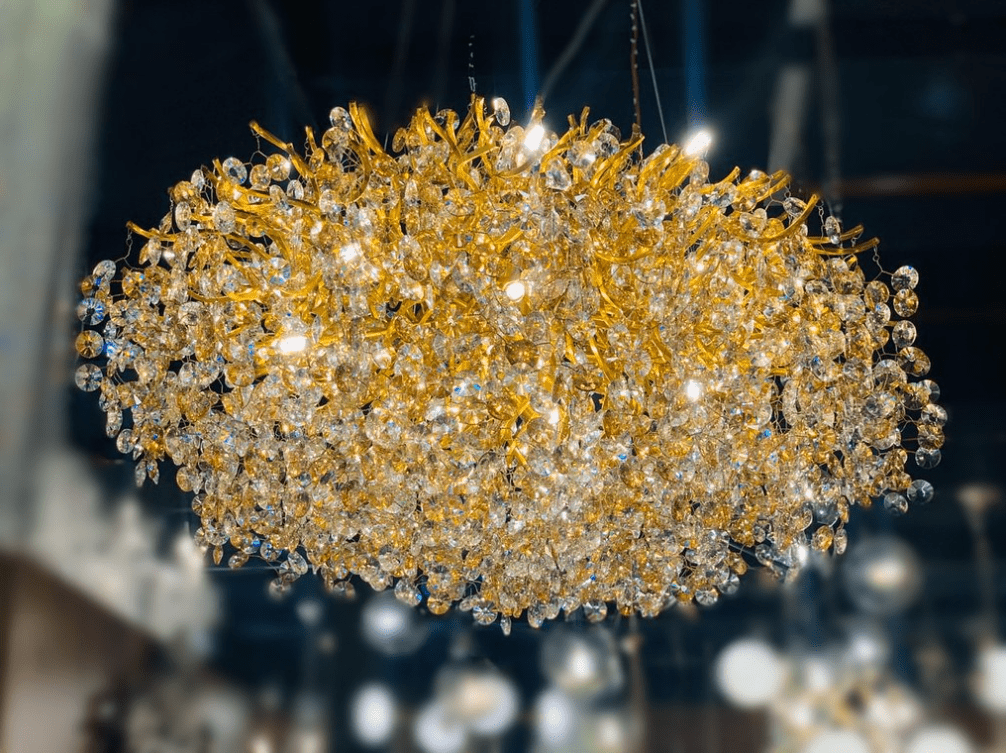 New Modern Light Luxury Branch Crystal Chandelier for Dining /Living Room - Oval: L47.2"*H27.6"Warm LightJoyfuzzy