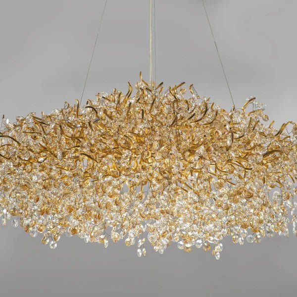 New Modern Light Luxury Branch Crystal Chandelier for Dining /Living Room - Oval: L47.2"*H27.6"Warm LightJoyfuzzy