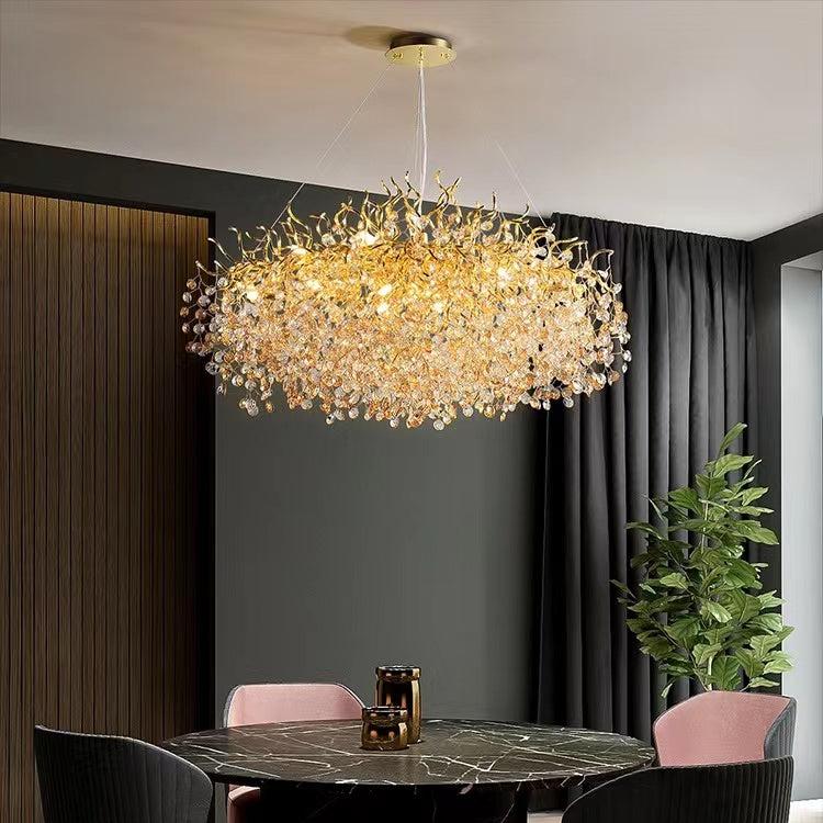 New Modern Light Luxury Branch Crystal Chandelier for Dining /Living Room - Oval: L47.2"*H27.6"Warm LightJoyfuzzy