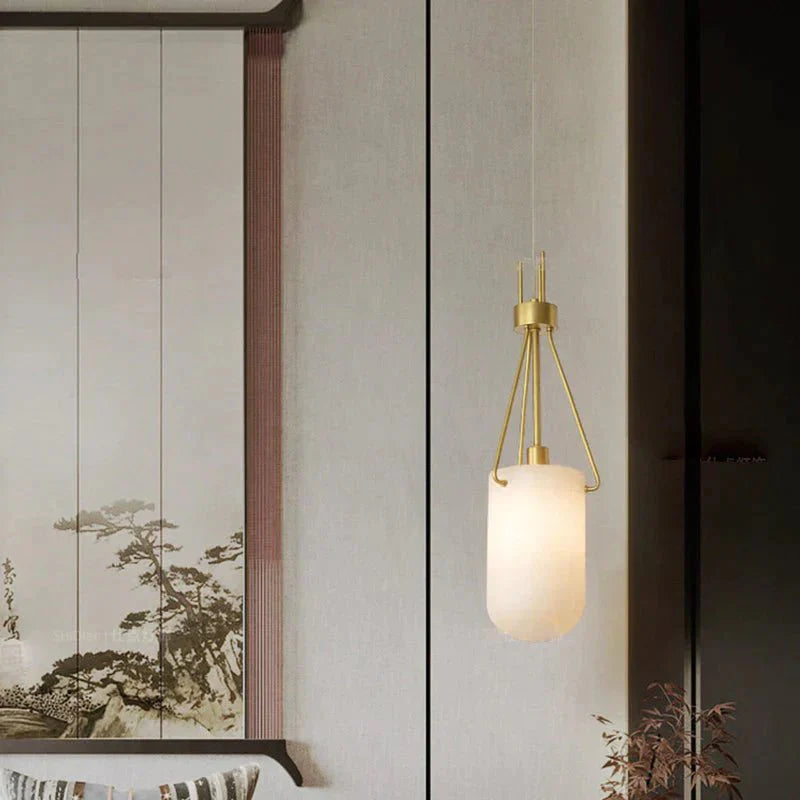 Nina Modern Alabaster Pendant Light, Alabaster Pendant Lamp Besides Bed - AJoyfuzzy