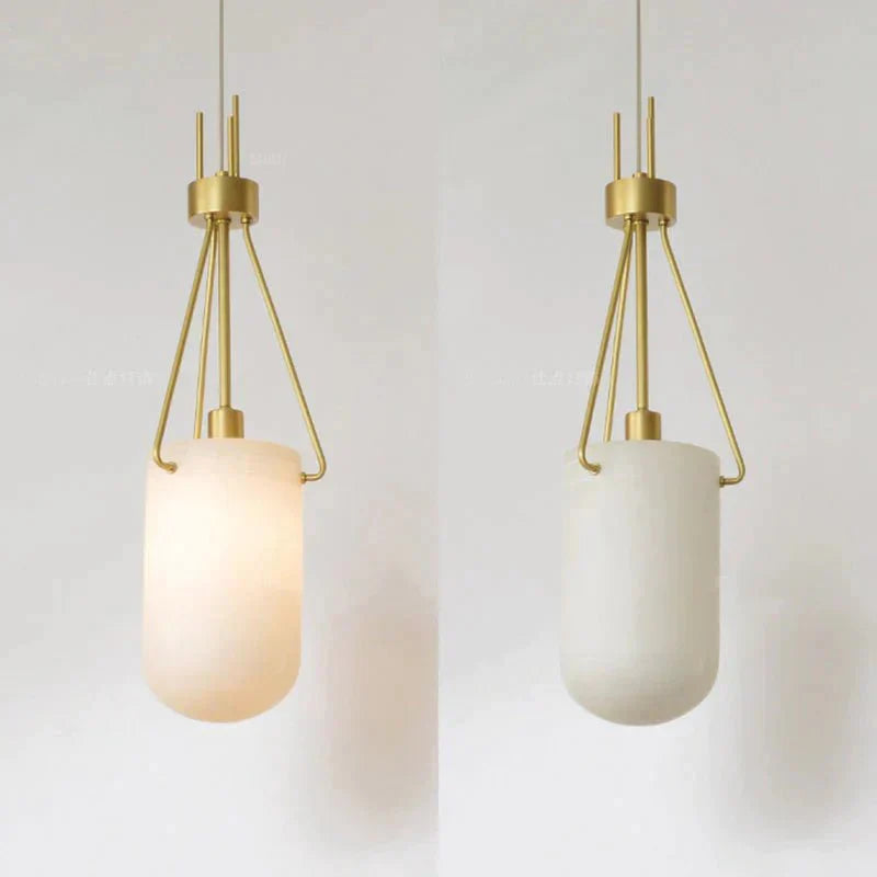 Nina Modern Alabaster Pendant Light, Alabaster Pendant Lamp Besides Bed - AJoyfuzzy