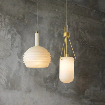 Nina Modern Alabaster Pendant Light, Alabaster Pendant Lamp Besides Bed - AJoyfuzzy