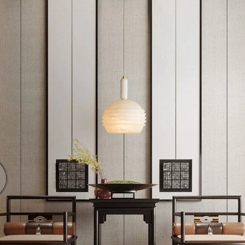 Nina Modern Alabaster Pendant Light, Alabaster Pendant Lamp Besides Bed - AJoyfuzzy