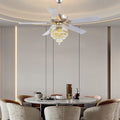 Noiseless Crystal Ceiling Fan Fandelier with Lights 52