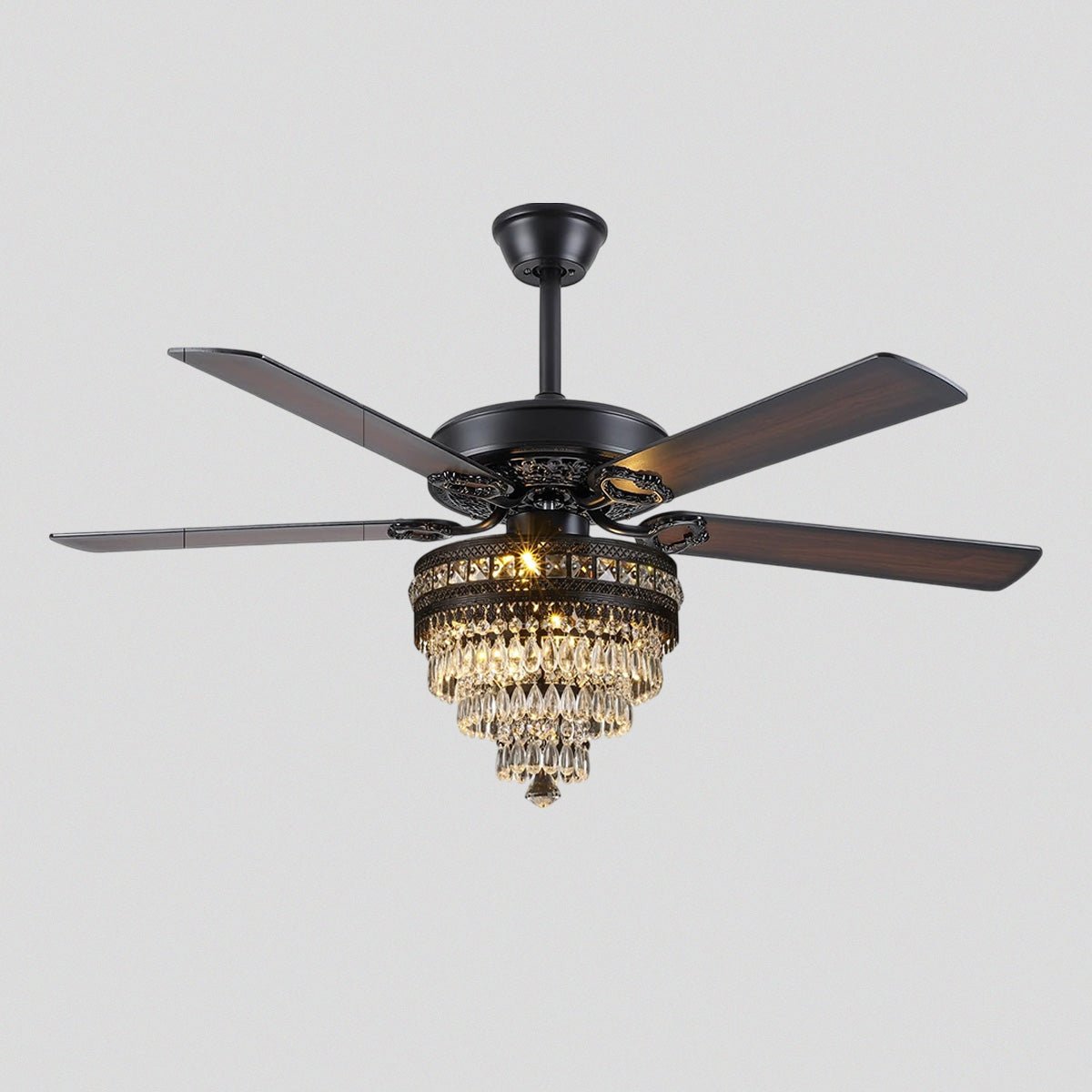 Noiseless Crystal Ceiling Fan Fandelier with Lights 52" - Joyfuzzy