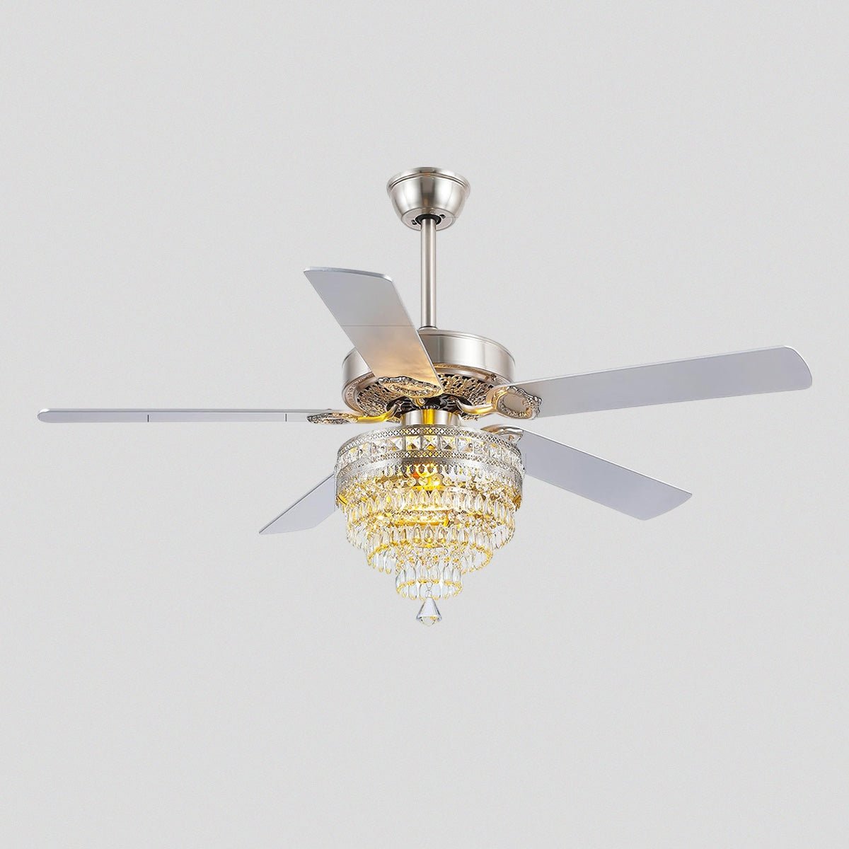 Noiseless Crystal Ceiling Fan Fandelier with Lights 52" - Joyfuzzy
