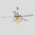 Noiseless Crystal Ceiling Fan Fandelier with Lights 52