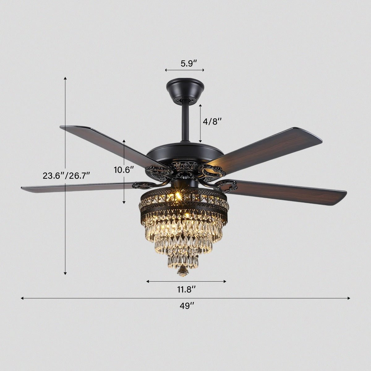 Noiseless Crystal Ceiling Fan Fandelier with Lights 52" - Joyfuzzy