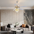 Noiseless Crystal Ceiling Fan Fandelier with Lights 52