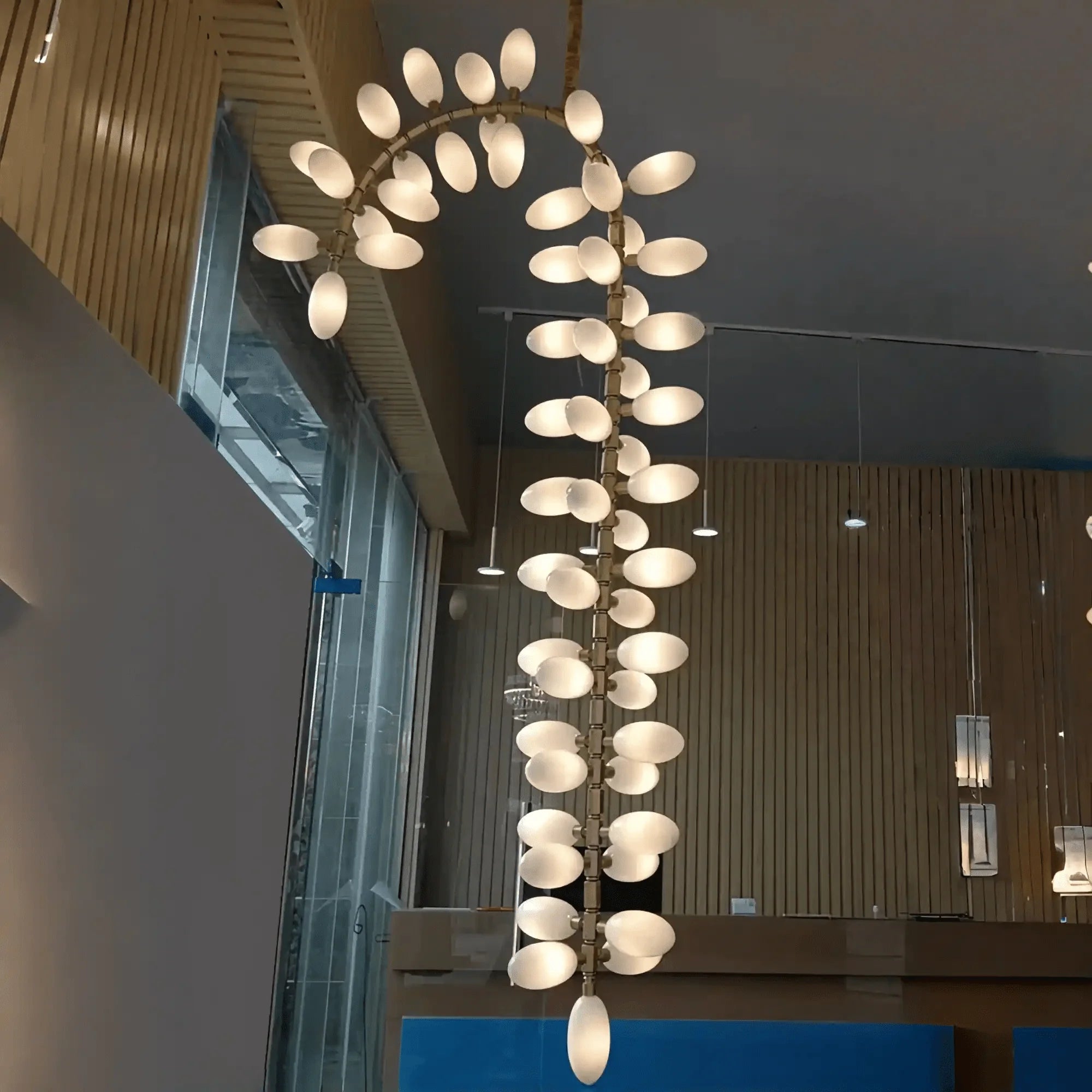 Nordic Art Long Magnolia alba Glass Ceiling Chandelier for Staircase/Hallway/Entryway Light Fixture - Linear/L43.3"*W16.54"Warm LightJoyfuzzy