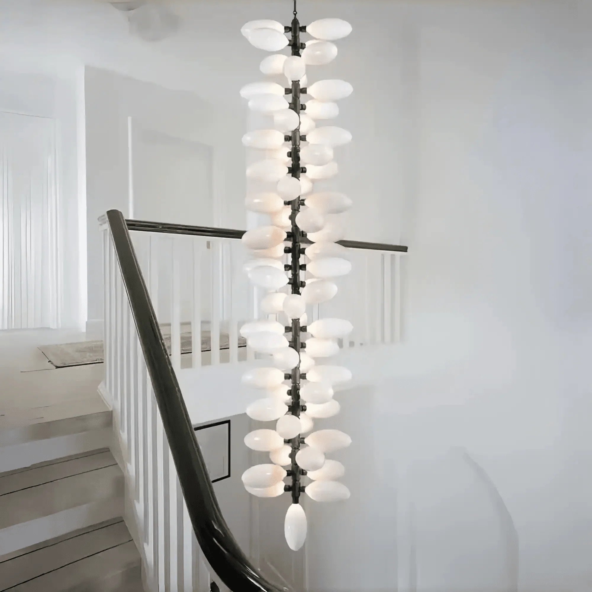 Nordic Art Long Magnolia alba Glass Ceiling Chandelier for Staircase/Hallway/Entryway Light Fixture - Linear/L43.3"*W16.54"Warm LightJoyfuzzy