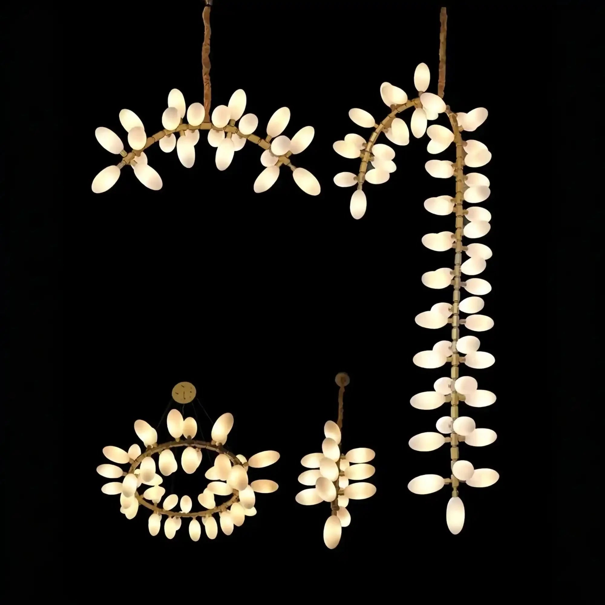 Nordic Art Long Magnolia alba Glass Ceiling Chandelier for Staircase/Hallway/Entryway Light Fixture - Linear/L43.3"*W16.54"Warm LightJoyfuzzy