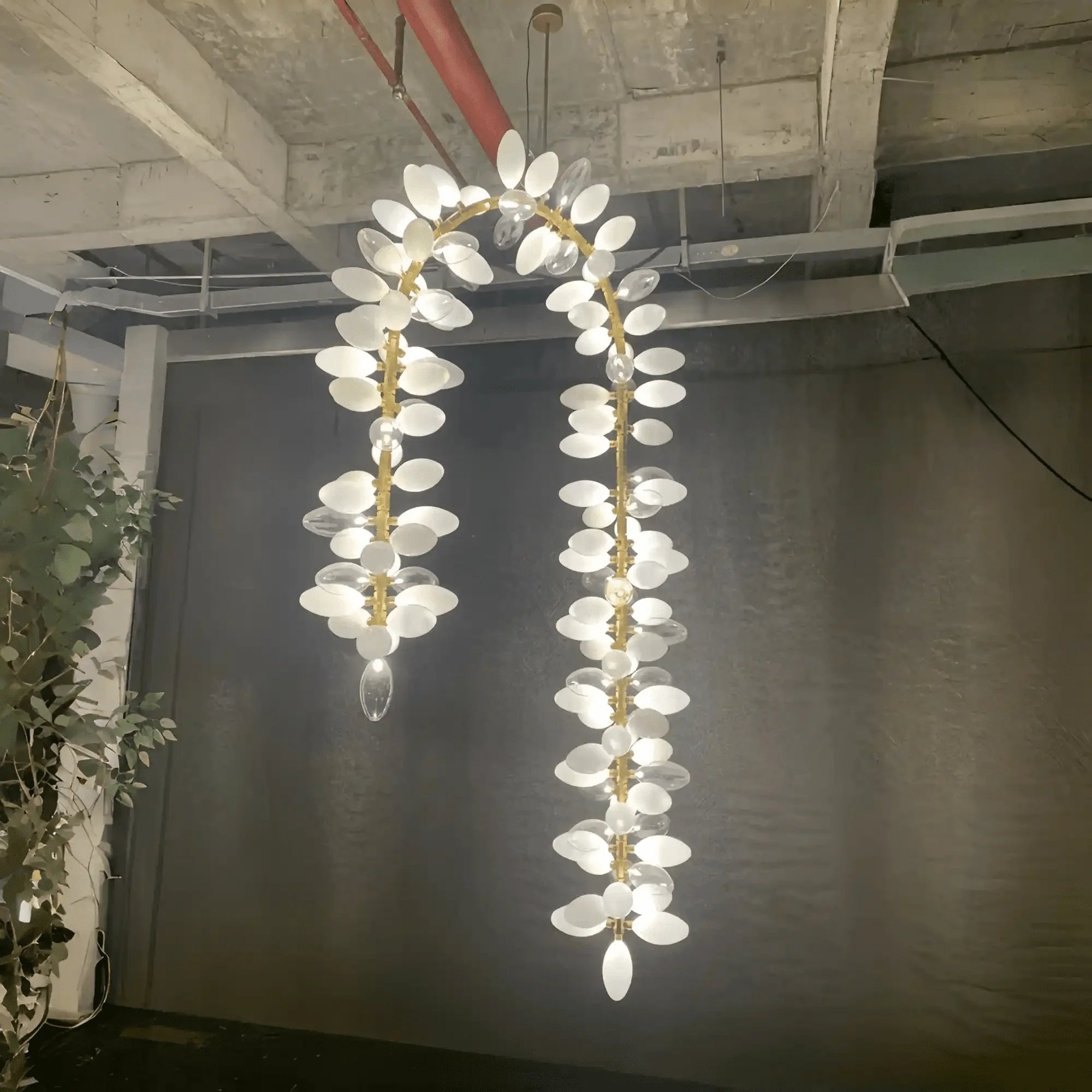 Nordic Art Long Magnolia alba Glass Ceiling Chandelier for Staircase/Hallway/Entryway Light Fixture - Linear/L43.3"*W16.54"Warm LightJoyfuzzy