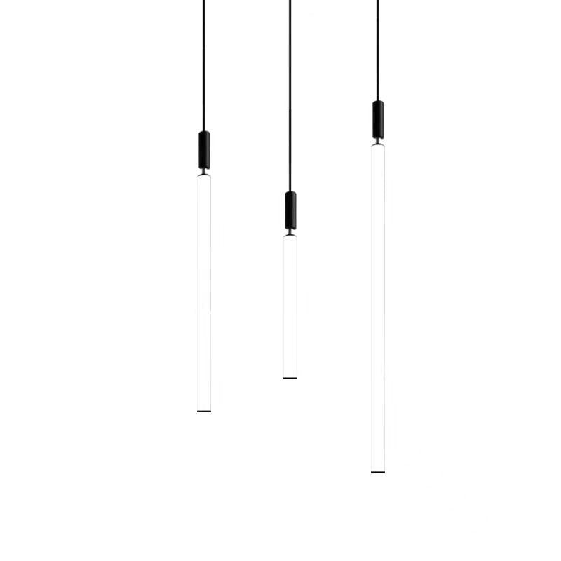 Nordic Fashion Minimalist Black Straight Pendant Chandelier for Bedside/Staircase/Loft/Duplex - Small: 17 LightsWarm LightJoyfuzzy