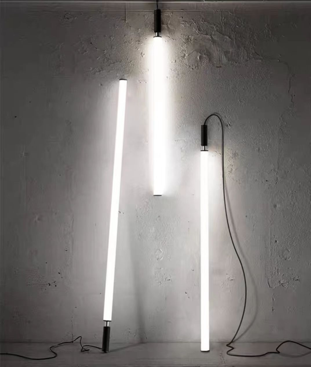 Nordic Fashion Minimalist Black Straight Pendant Chandelier for Bedside/Staircase/Loft/Duplex - Small: 17 LightsWarm LightJoyfuzzy