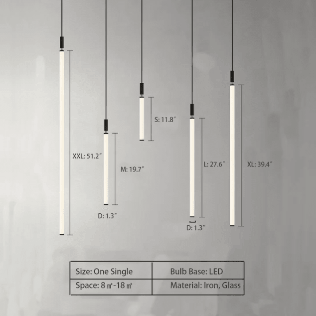 Nordic Fashion Minimalist Black Straight Pendant Chandelier for Bedside/Staircase/Loft/Duplex - Small: 17 LightsWarm LightJoyfuzzy