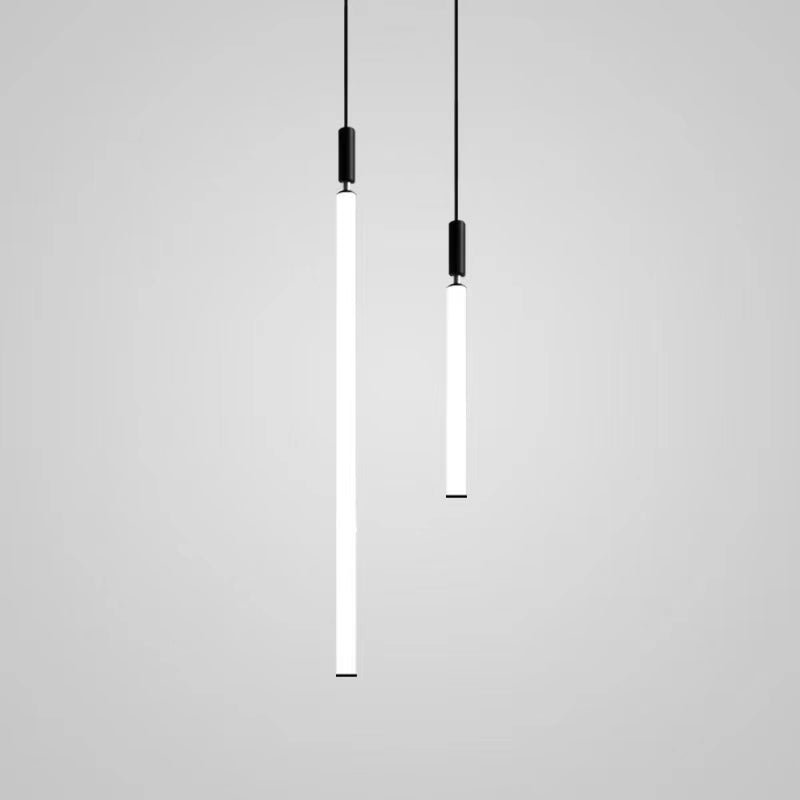 Nordic Fashion Minimalist Black Straight Pendant Chandelier for Bedside/Staircase/Loft/Duplex - One SingleWarm LightJoyfuzzy