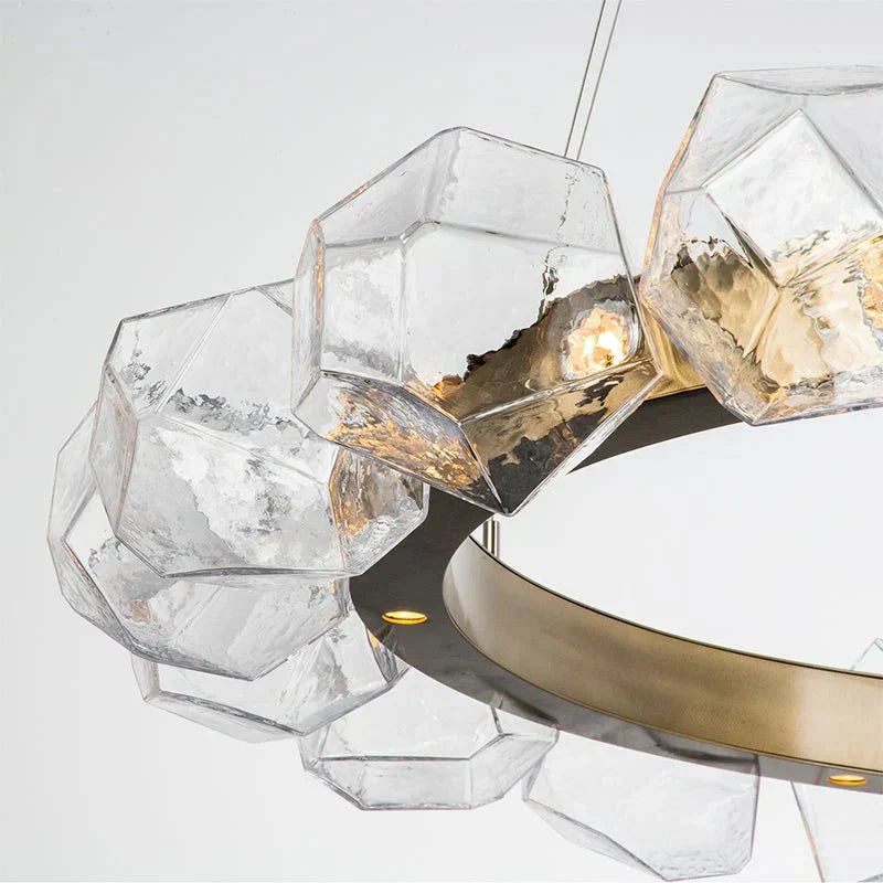 Nordic Minimalist Glass Circle Art Chandelier for Living/Dining Room/Bedroom - Joyfuzzy