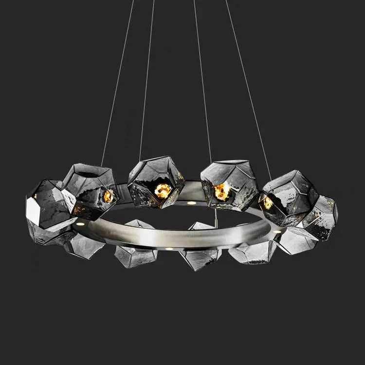 Nordic Minimalist Glass Circle Art Chandelier for Living/Dining Room/Bedroom - Joyfuzzy
