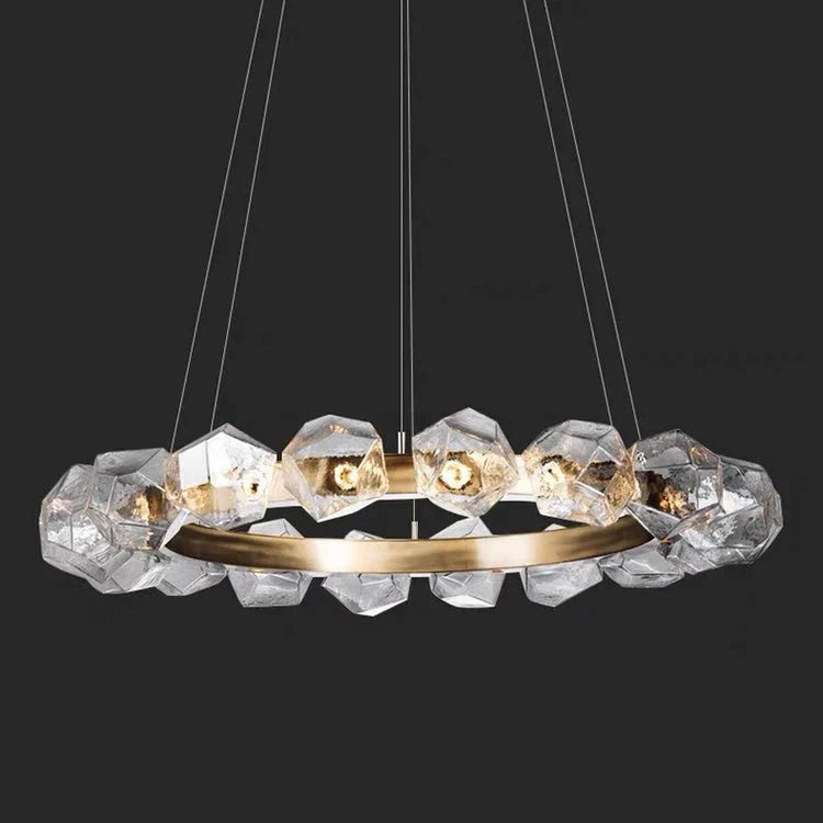 Nordic Minimalist Glass Circle Art Chandelier for Living/Dining Room/Bedroom - Joyfuzzy