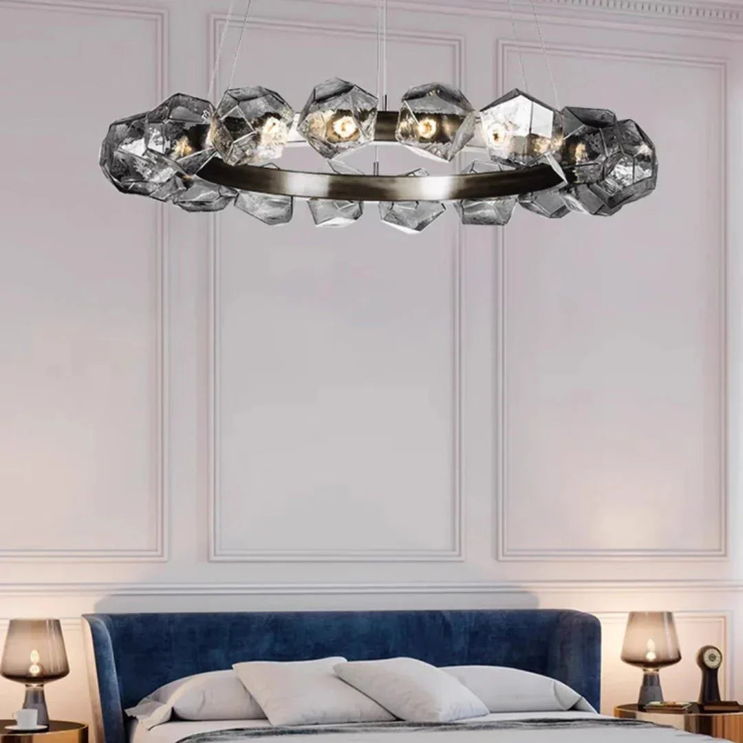 Nordic Minimalist Glass Circle Art Chandelier for Living/Dining Room/Bedroom - Joyfuzzy