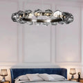 Nordic Minimalist Glass Circle Art Chandelier for Living/Dining Room/Bedroom - Joyfuzzy