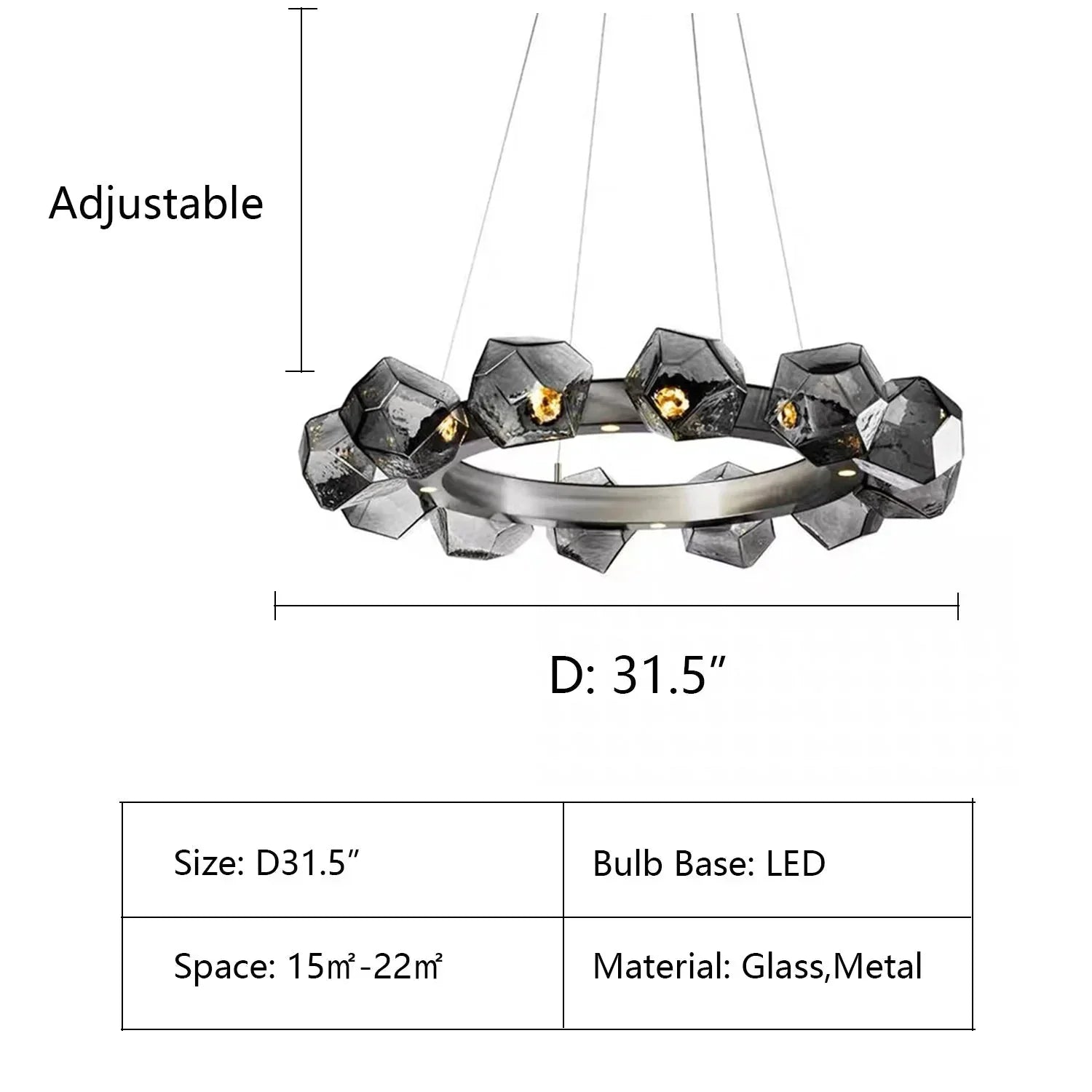 Nordic Minimalist Glass Circle Art Chandelier for Living/Dining Room/Bedroom - Joyfuzzy