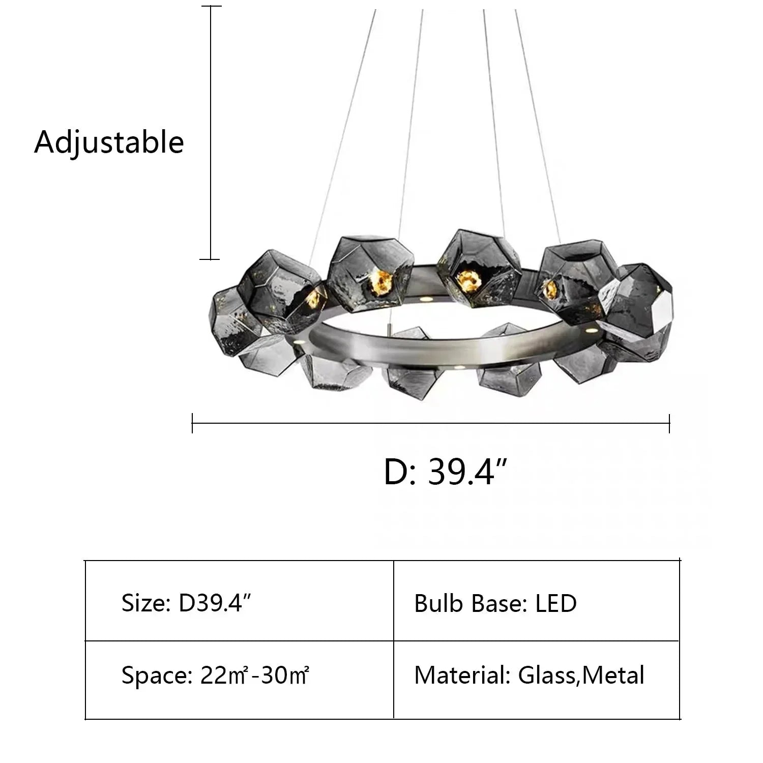 Nordic Minimalist Glass Circle Art Chandelier for Living/Dining Room/Bedroom - Joyfuzzy