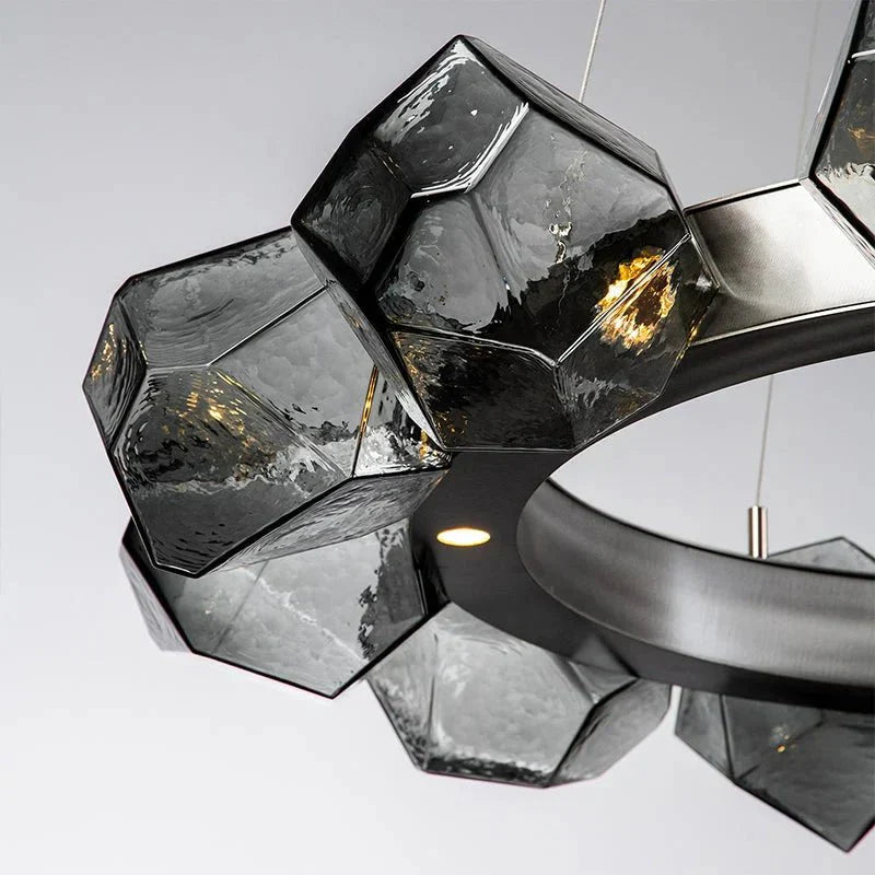 Nordic Minimalist Glass Circle Art Chandelier for Living/Dining Room/Bedroom - Joyfuzzy