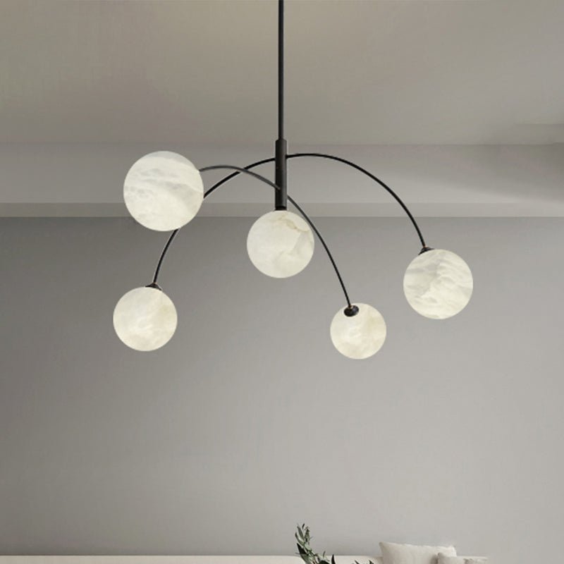 Nordic Postmodern Alabaster Arc Chandelier - BrassJoyfuzzy